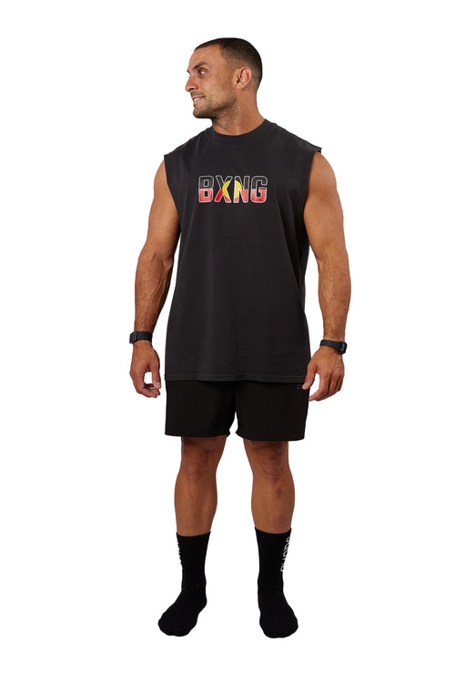 Aboriginal Tank - Black with Flag